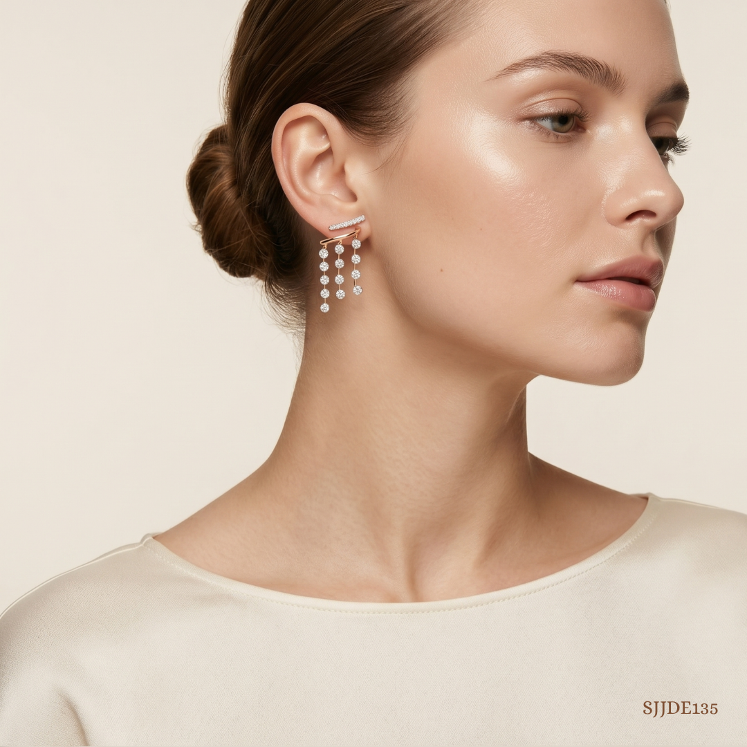 SJJDE135 | Linear Cascade Diamond Drop Earrings