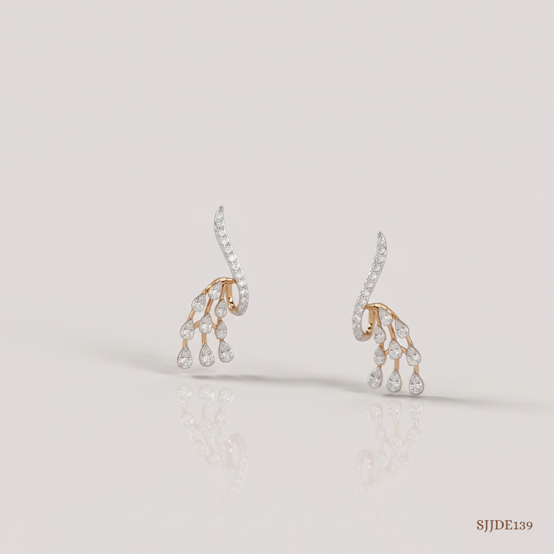 SJJDE139 | Twinkle Trail Diamond Stud Earrings