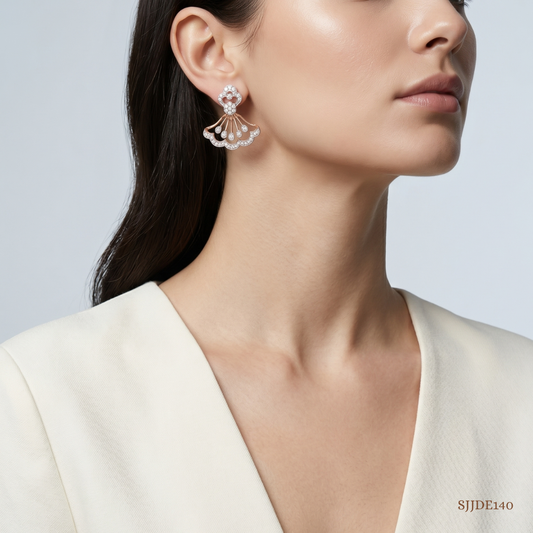 SJJDE140 | Celeste Flare Diamond Drop Earrings