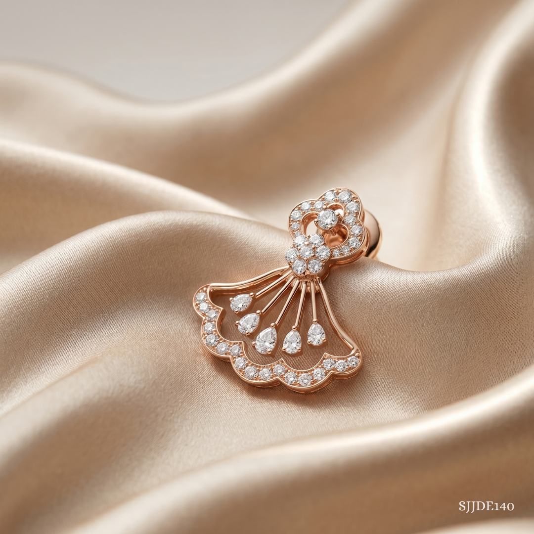 SJJDE140 | Celeste Flare Diamond Drop Earrings