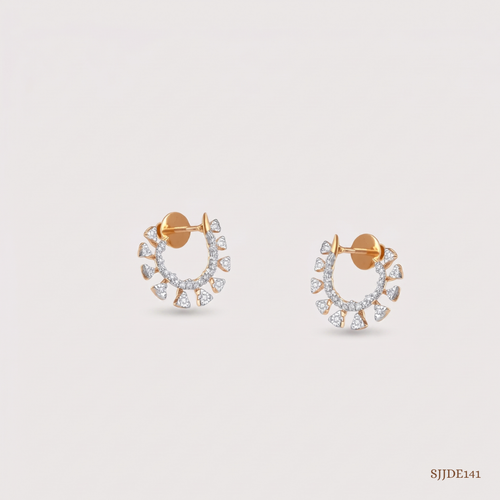 SJJDE141 | Celestial Arc Diamond Hoop Earrings