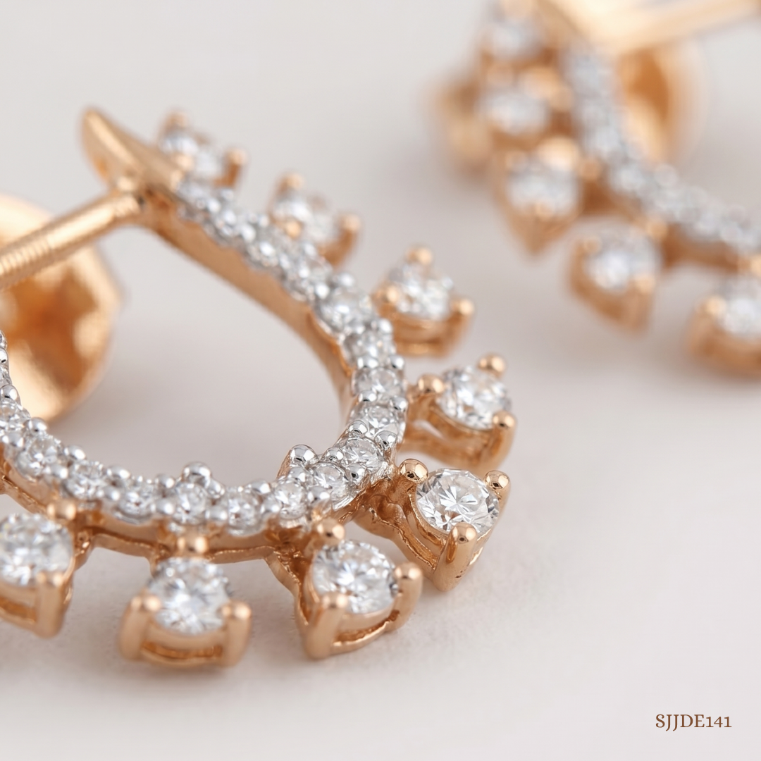 SJJDE141 | Celestial Arc Diamond Hoop Earrings