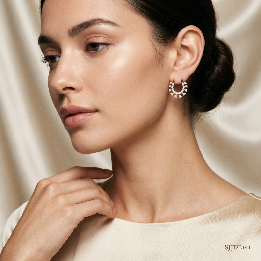 SJJDE141 | Celestial Arc Diamond Hoop Earrings