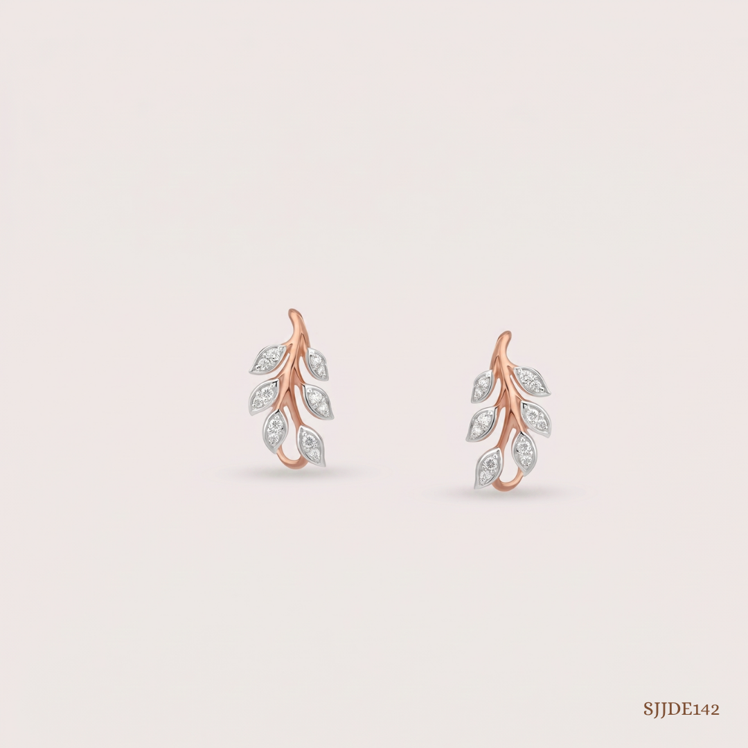 SJJDE142 | Whispering Leaves Diamond Stud Earrings