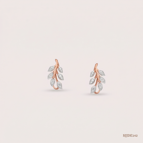 SJJDE142 | Whispering Leaves Diamond Stud Earrings