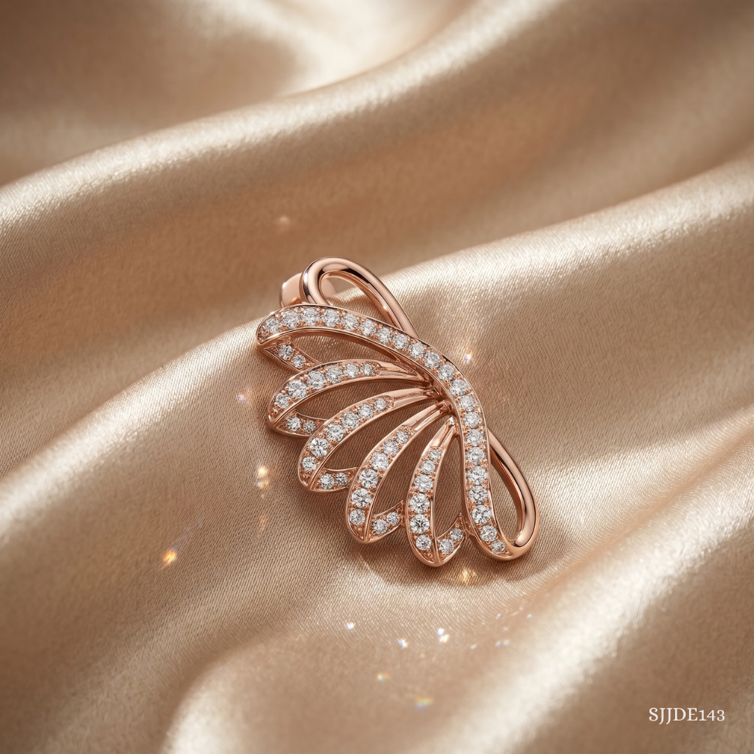SJJDE143 | Floral Arc Diamond Stud Earrings