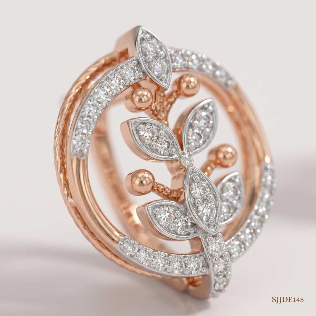 SJJDE145 | Oval Blossom Diamond Stud Earrings