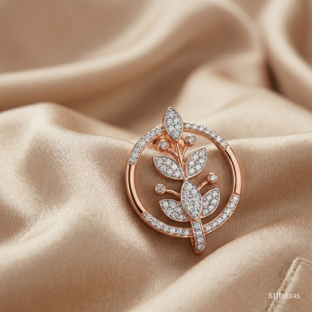 SJJDE145 | Oval Blossom Diamond Stud Earrings