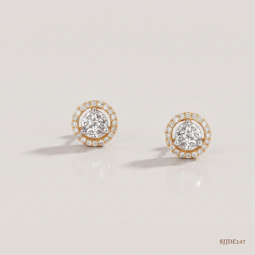 SJJDE147 | Radiant Circle Diamond Stud Earrings