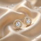 SJJDE147 | Radiant Circle Diamond Stud Earrings