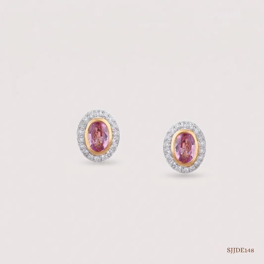 SJJDE148 | Blush Halo Diamond Stud Earrings