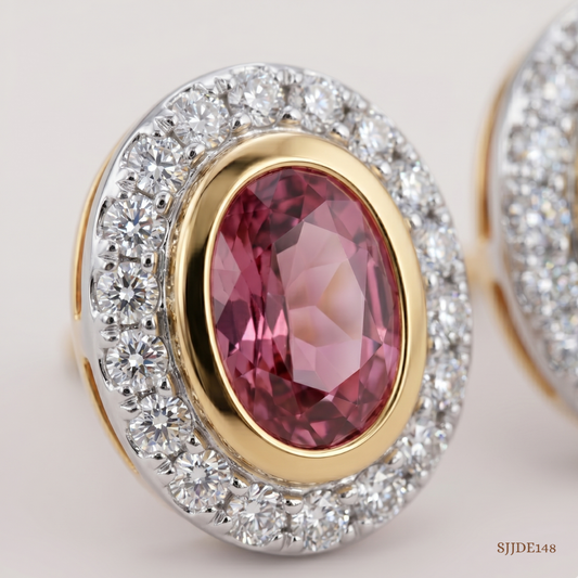 SJJDE148 | Blush Halo Diamond Stud Earrings