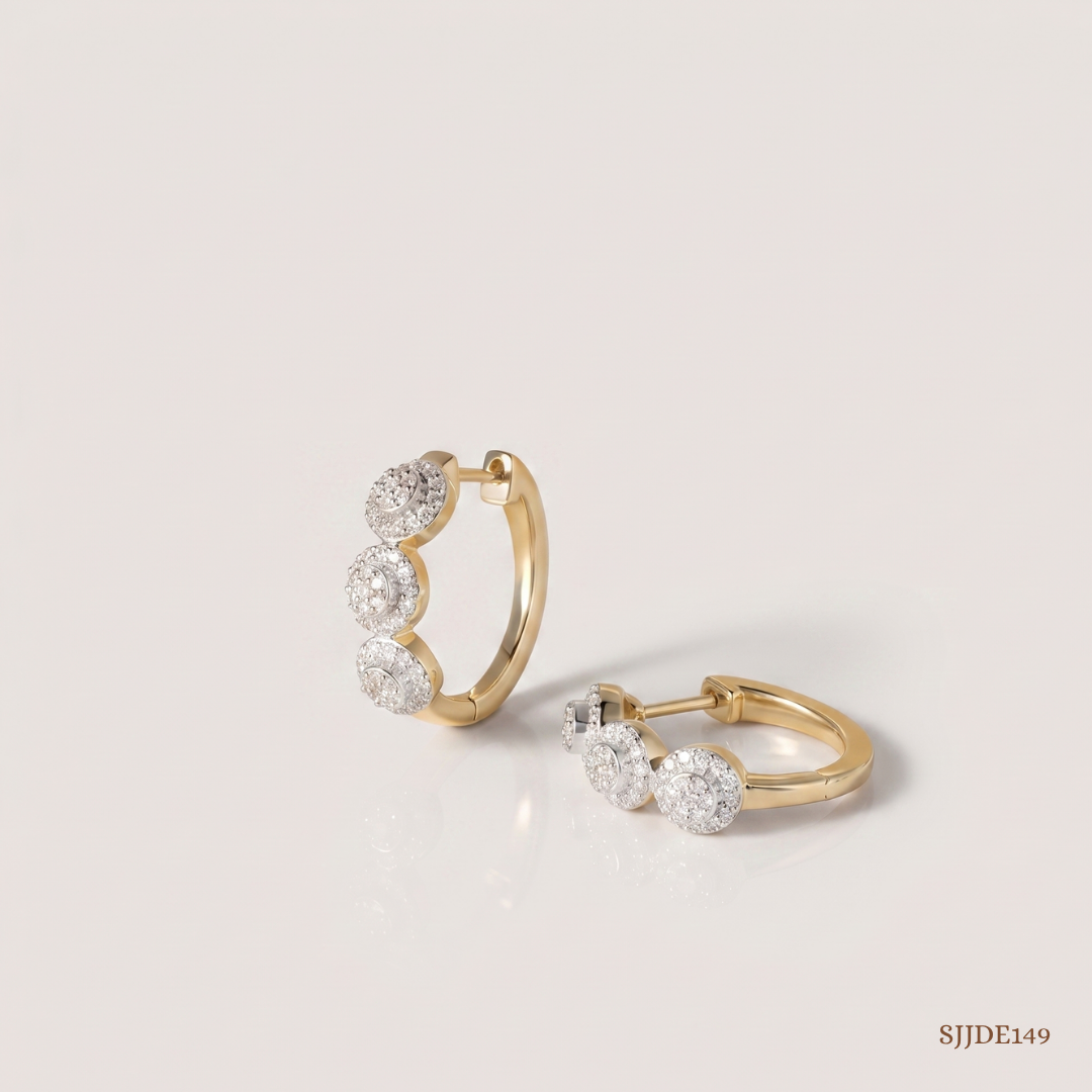 SJJDE149 | Leafy Luxe Diamond Hoop Earrings