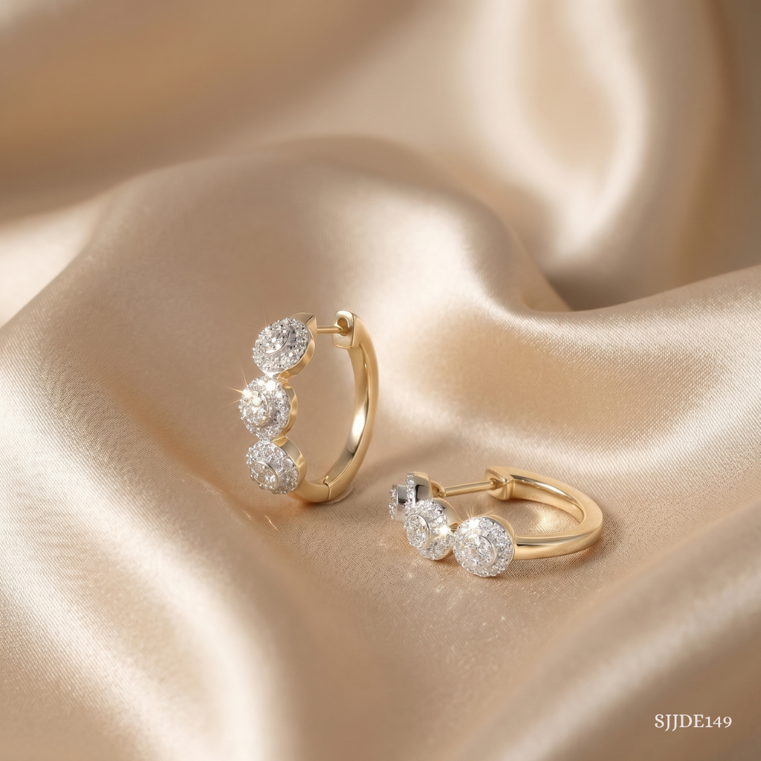 SJJDE149 | Leafy Luxe Diamond Hoop Earrings