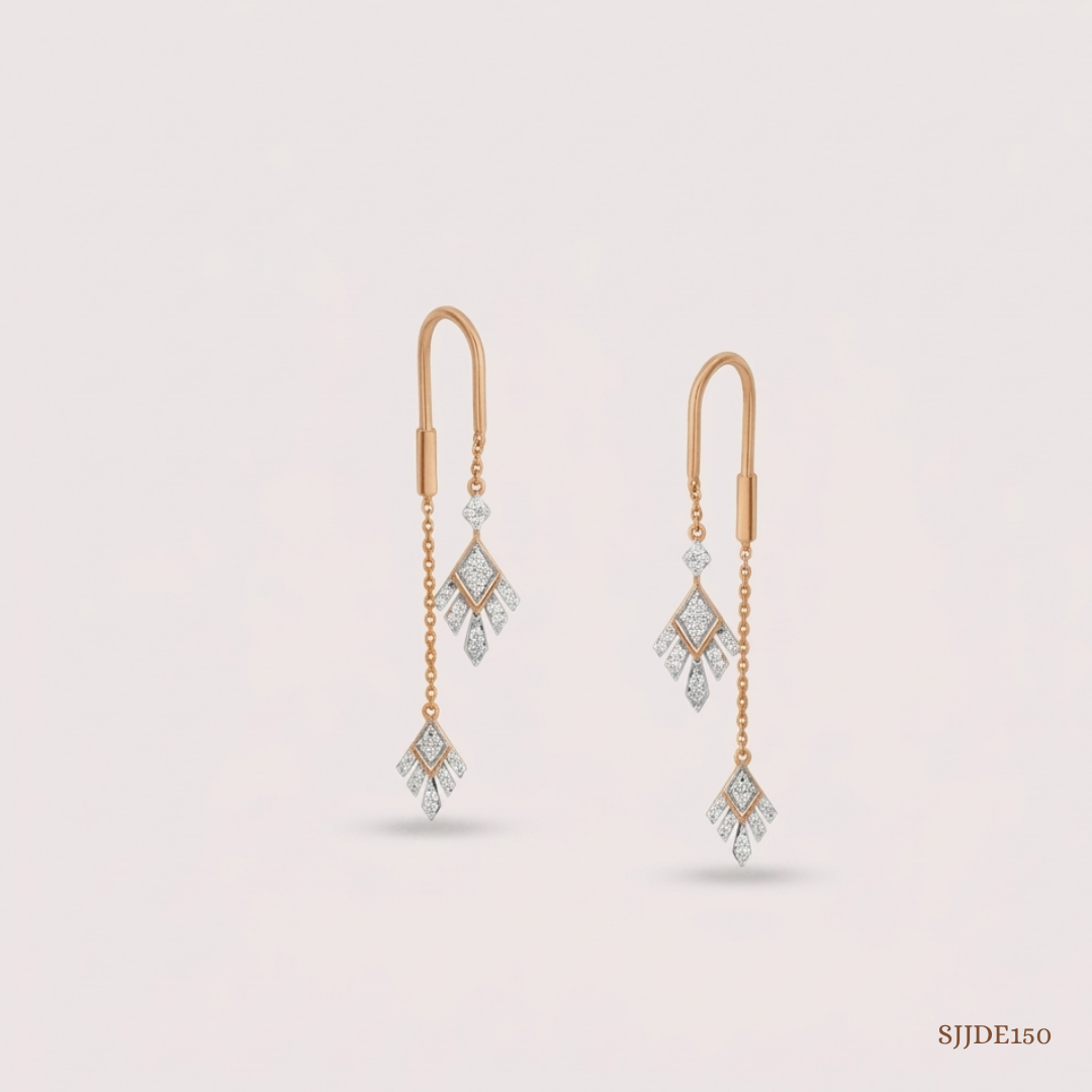 SJJDE150 | Linear Luxe Diamond Drop Earrings