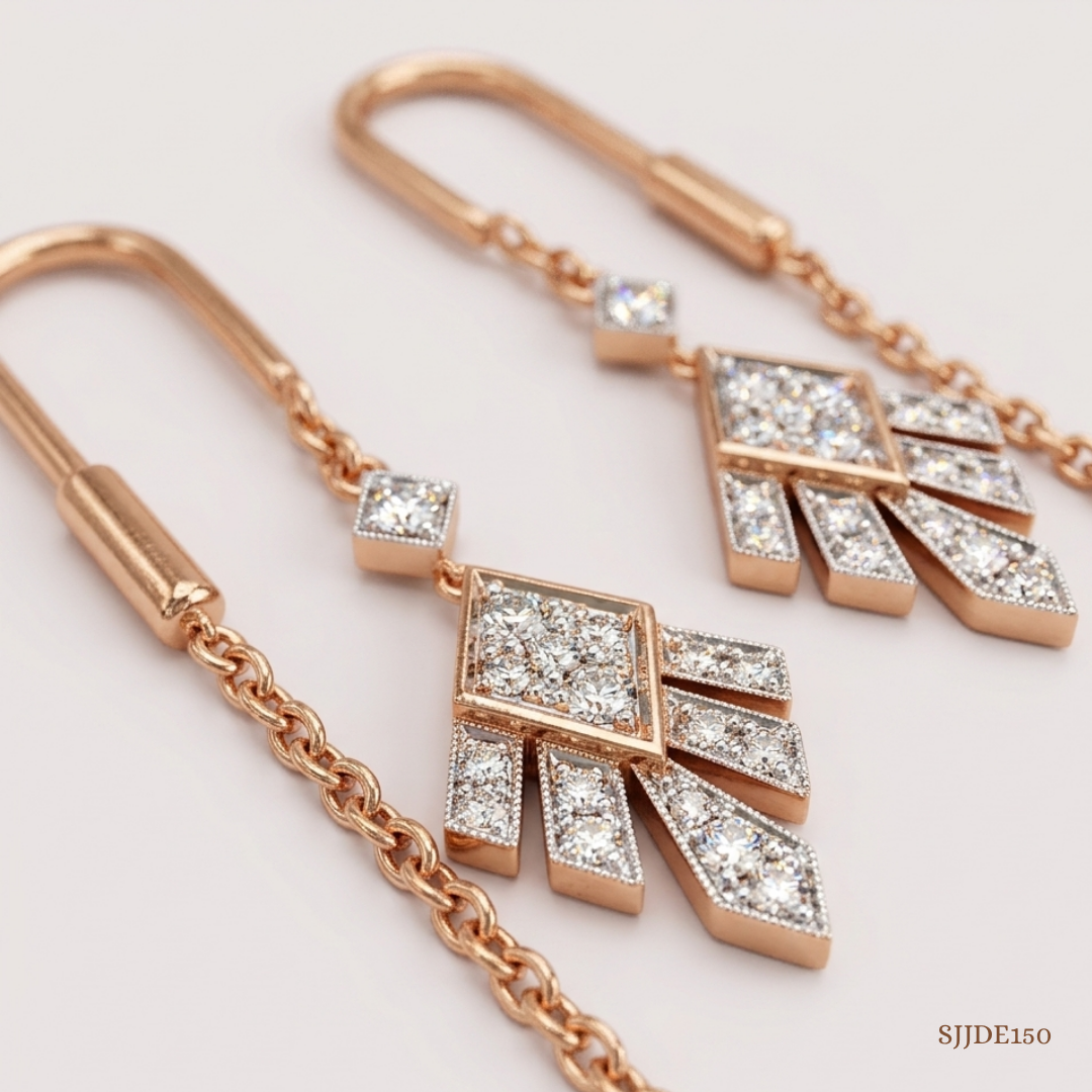 SJJDE150 | Linear Luxe Diamond Drop Earrings
