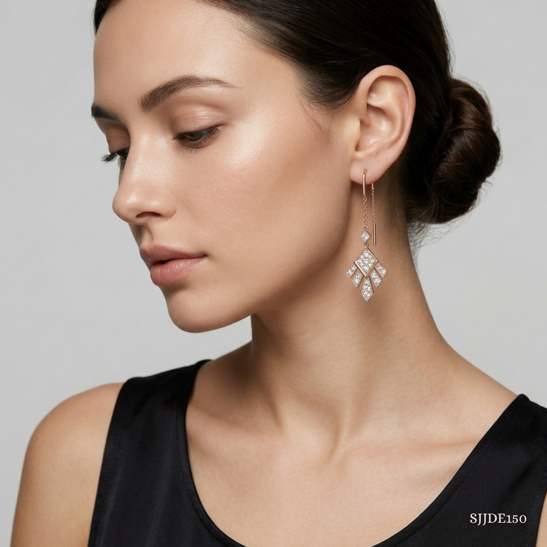 SJJDE150 | Linear Luxe Diamond Drop Earrings