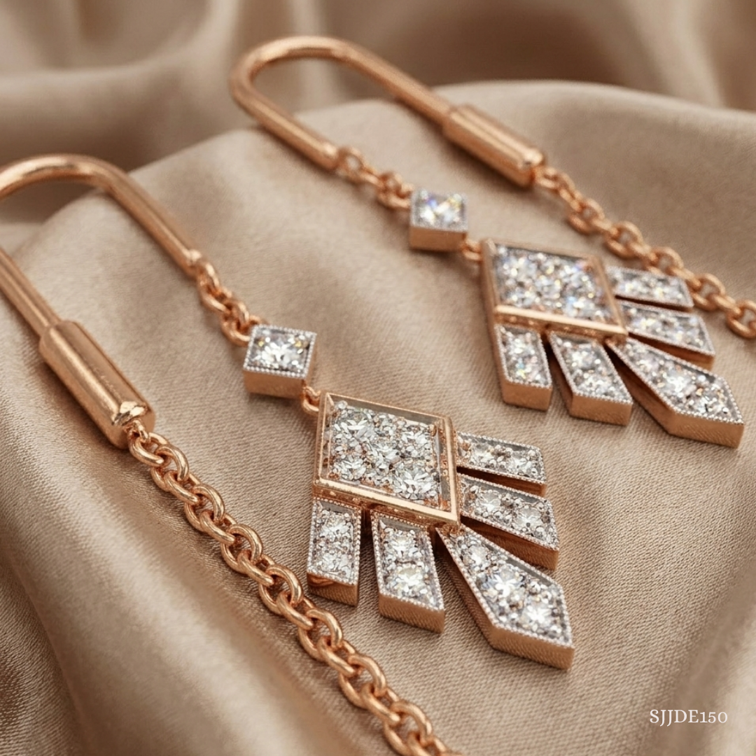 SJJDE150 | Linear Luxe Diamond Drop Earrings