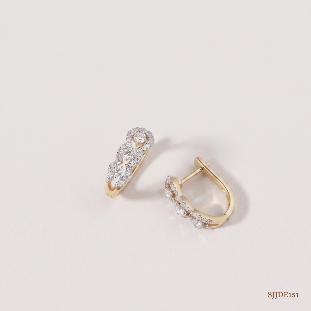 SJJDE151 | Sleek Edge Diamond Hoop Earrings