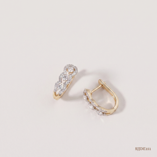 SJJDE151 | Sleek Edge Diamond Hoop Earrings