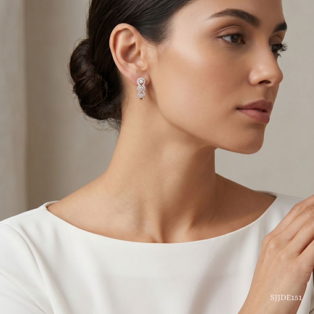 SJJDE151 | Sleek Edge Diamond Hoop Earrings