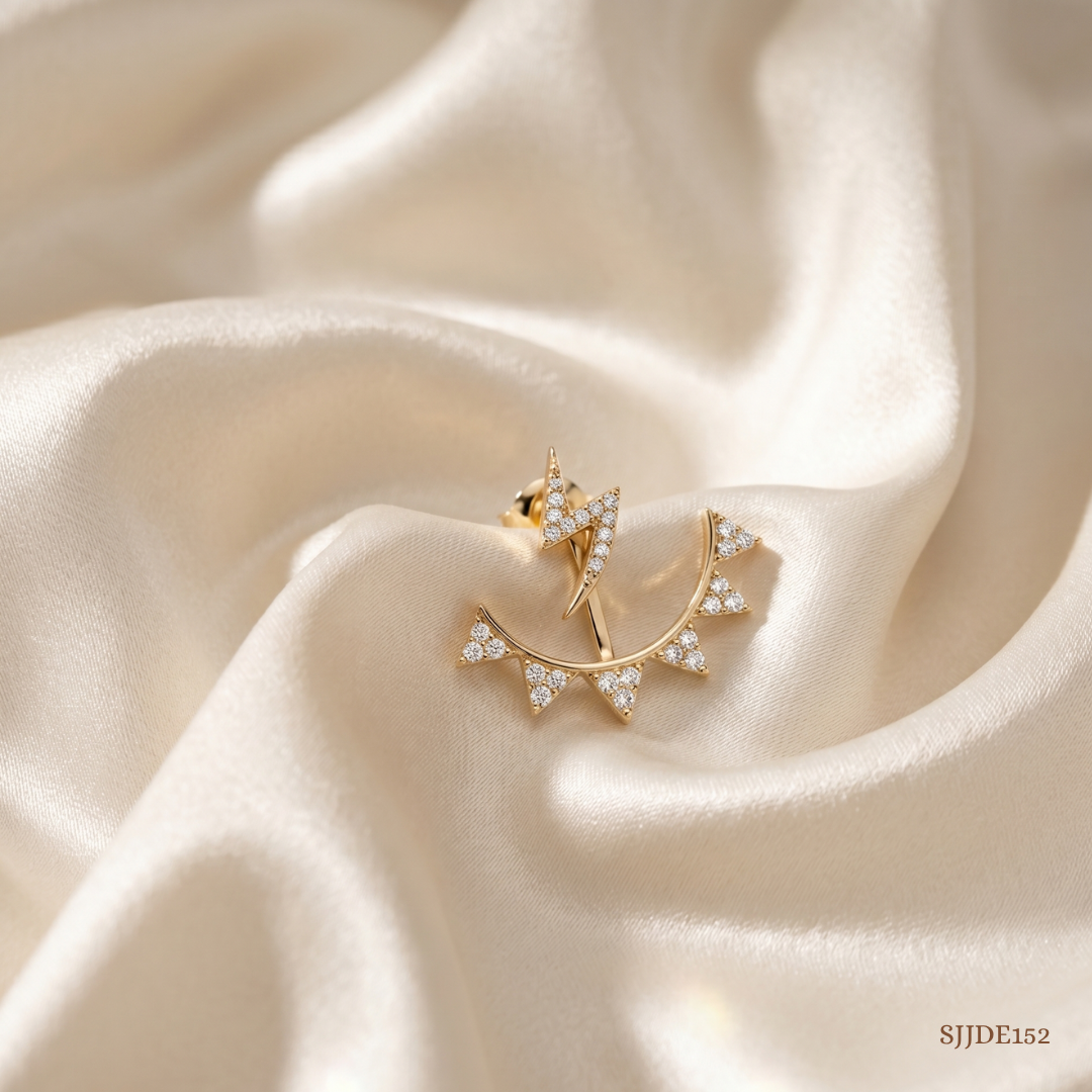 SJJDE152 | Crescent Triangle Diamond Stud Earrings