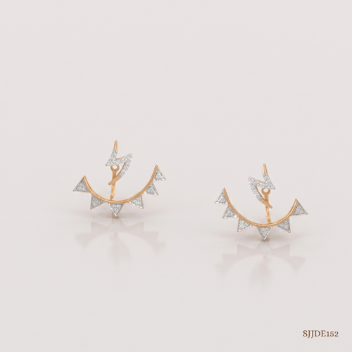 SJJDE152 | Crescent Triangle Diamond Stud Earrings
