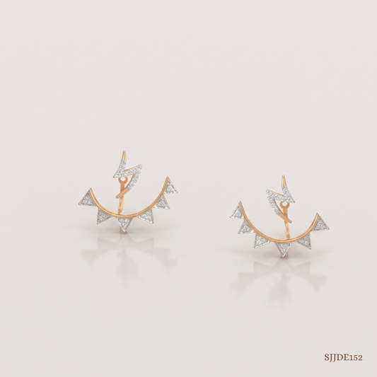 SJJDE152 | Crescent Triangle Diamond Stud Earrings