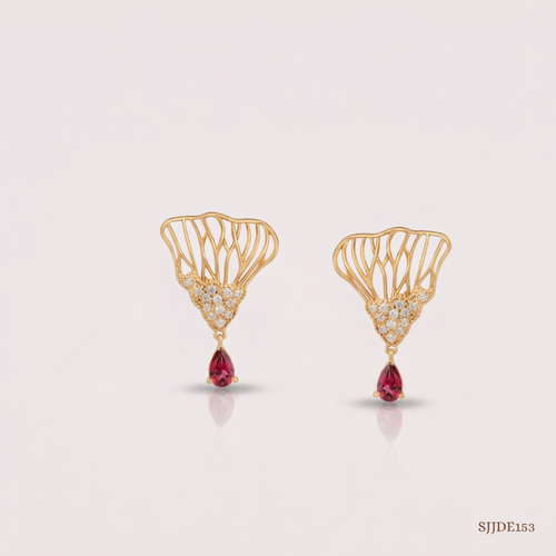 SJJDE153 | Sunflare Petal Diamond Drop Earrings