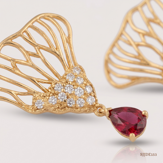 SJJDE153 | Sunflare Petal Diamond Drop Earrings