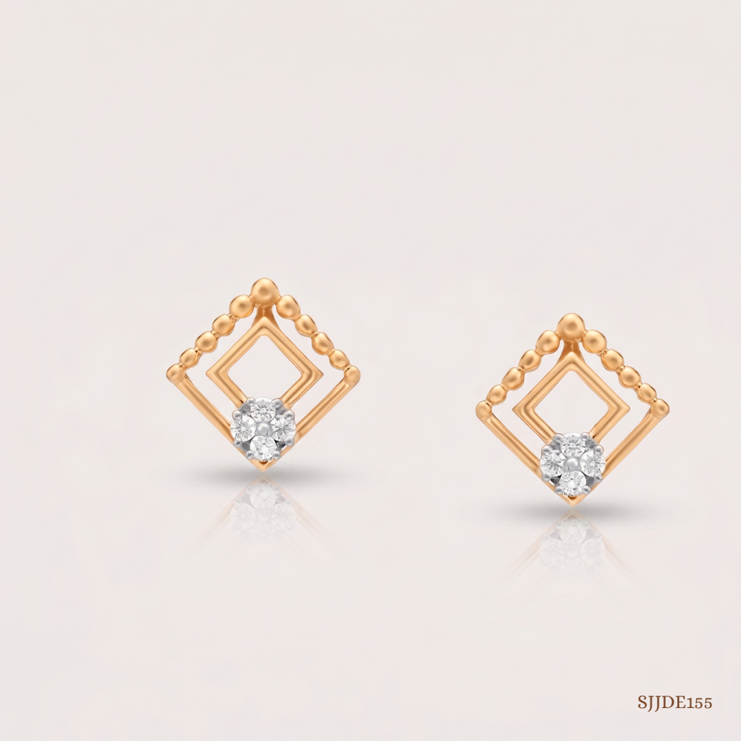 SJJDE155 | Serene Geometry Diamond Stud Earrings