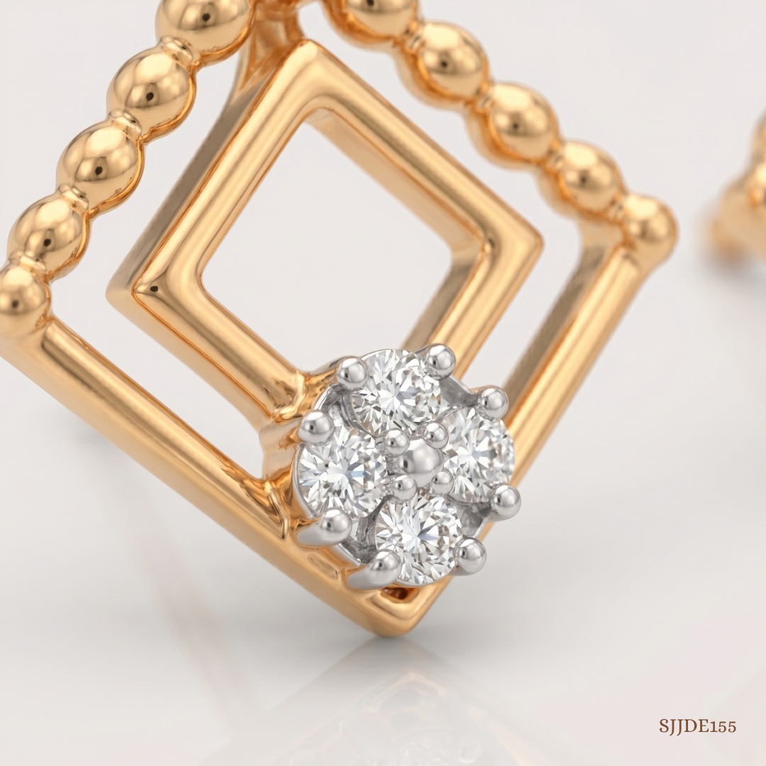 SJJDE155 | Serene Geometry Diamond Stud Earrings