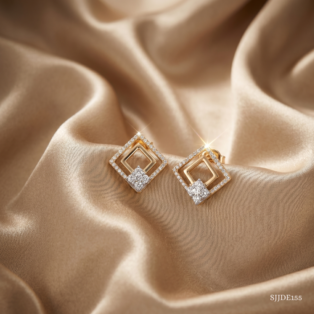 SJJDE155 | Serene Geometry Diamond Stud Earrings