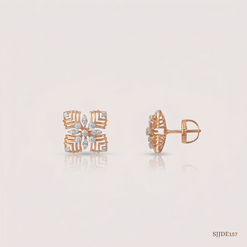 SJJDE157 | Radiant Square Diamond Stud Earrings