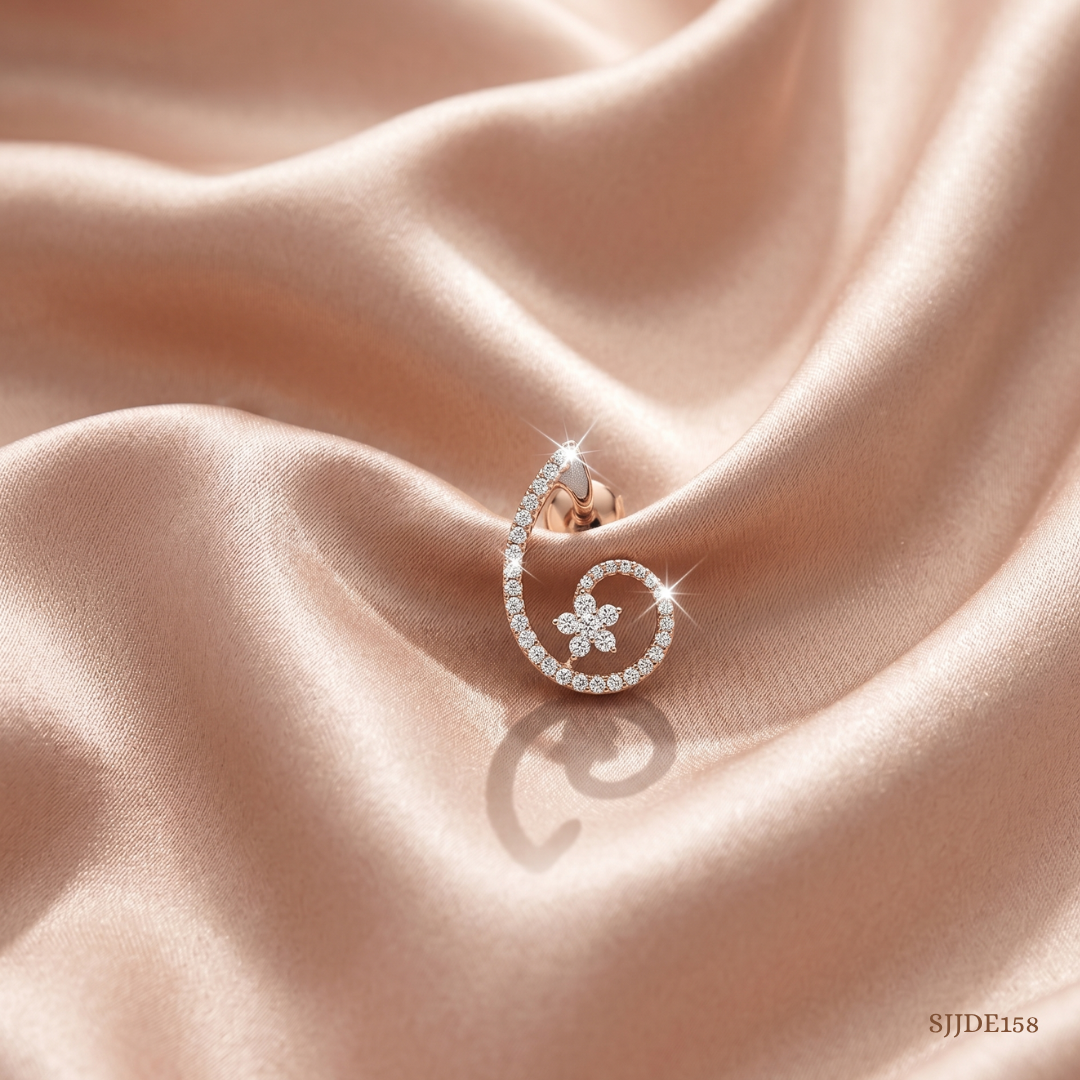 SJJDE158 | Blooming Spiral Diamond Hoop Earrings