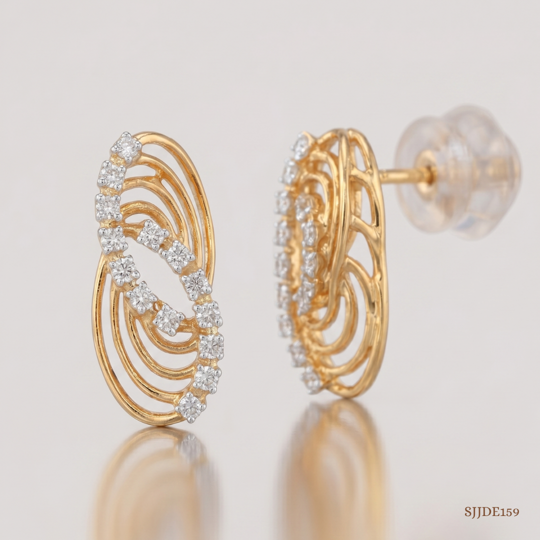 SJJDE159 | Infinite Wave Diamond Stud Earrings