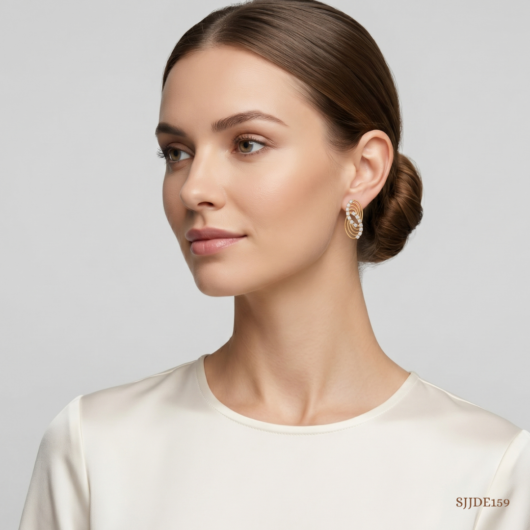 SJJDE159 | Infinite Wave Diamond Stud Earrings