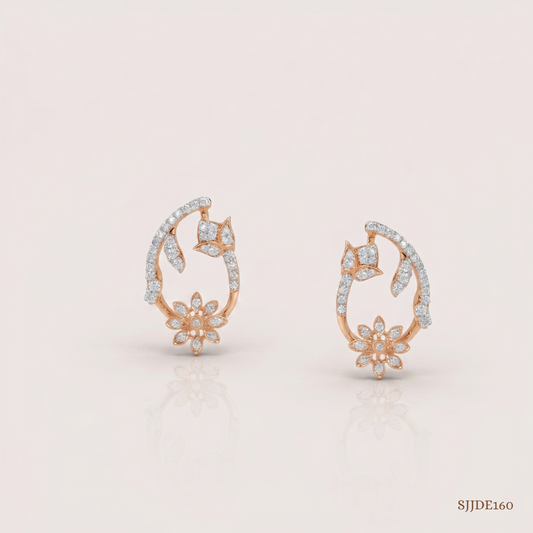SJJDE160 | Vine Blossom Diamond Stud Earrings