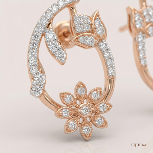 SJJDE160 | Vine Blossom Diamond Stud Earrings