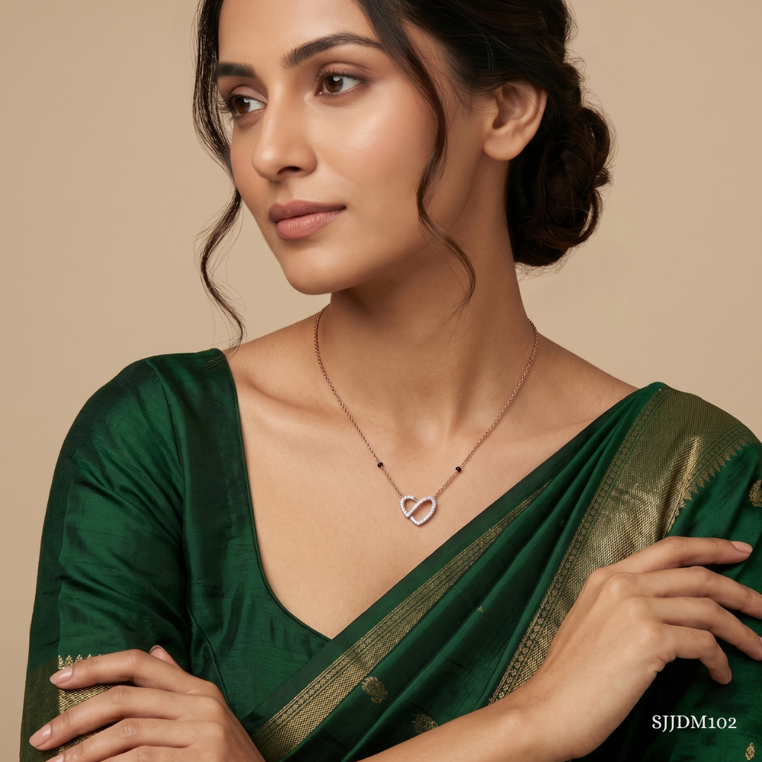 SJJDM102 | Nested Heart Diamond Elegant Mangalsutra