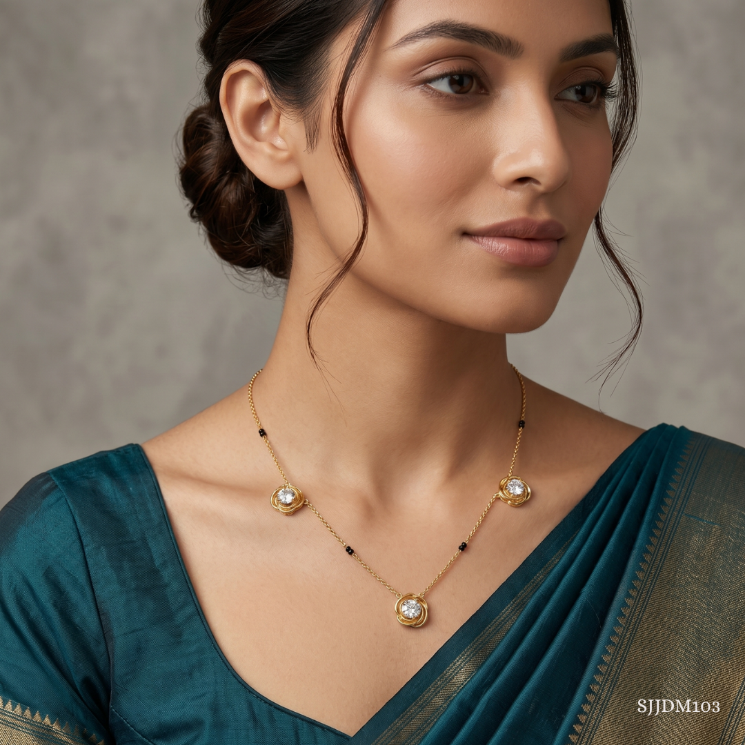 SJJDM103 | Trinity Spark Diamond Contemporary Mangalsutra