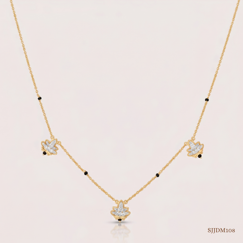 SJJDM108 | Floral Trio Diamond Designer Mangalsutra