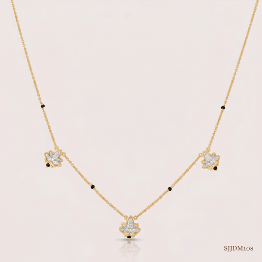 SJJDM108 | Floral Trio Diamond Designer Mangalsutra