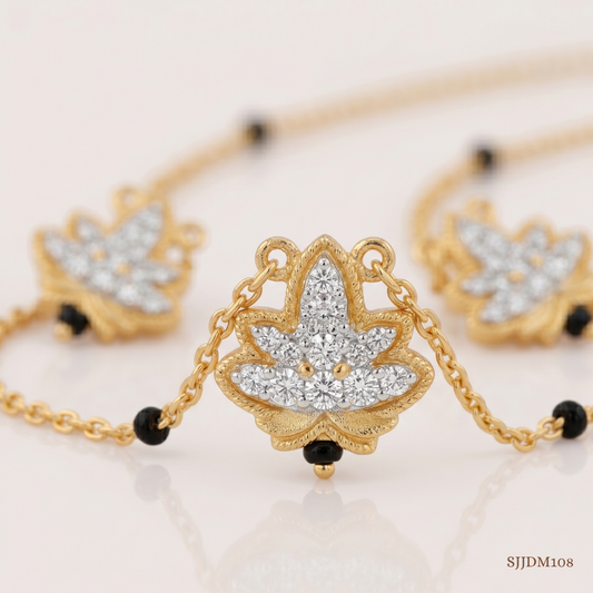 SJJDM108 | Floral Trio Diamond Designer Mangalsutra