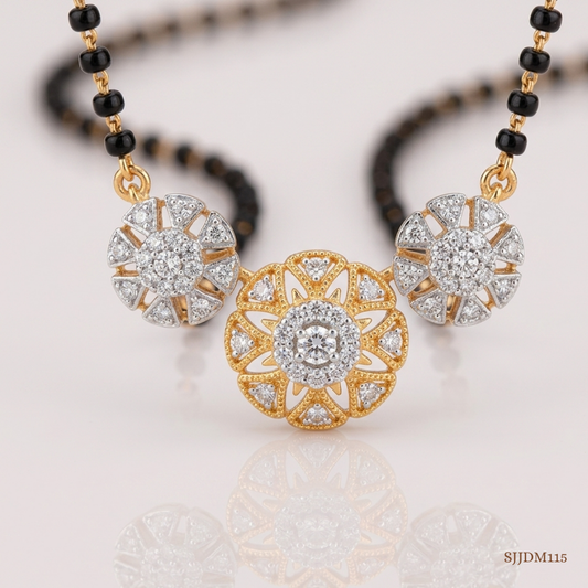 SJJDM115 | Trio Bloom Diamond Floral Mangalsutra