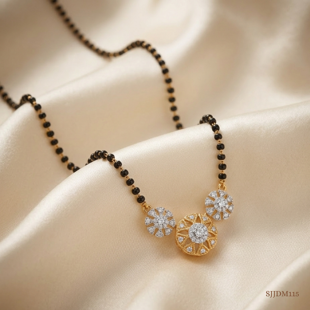 SJJDM115 | Trio Bloom Diamond Floral Mangalsutra