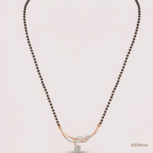 SJJDM116 | Floral Motif Diamond Designer Mangalsutra