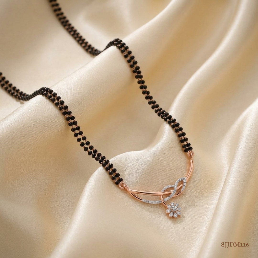 SJJDM116 | Floral Motif Diamond Designer Mangalsutra