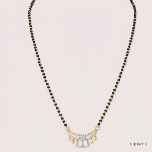 SJJDM118 | Evergreen Leaf Diamond Designer Mangalsutra