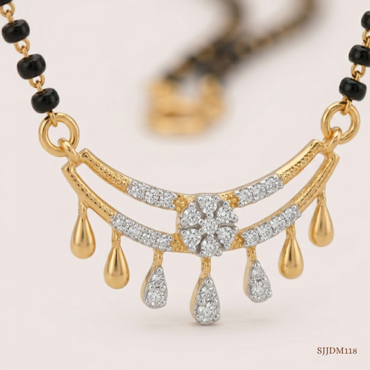 SJJDM118 | Evergreen Leaf Diamond Designer Mangalsutra